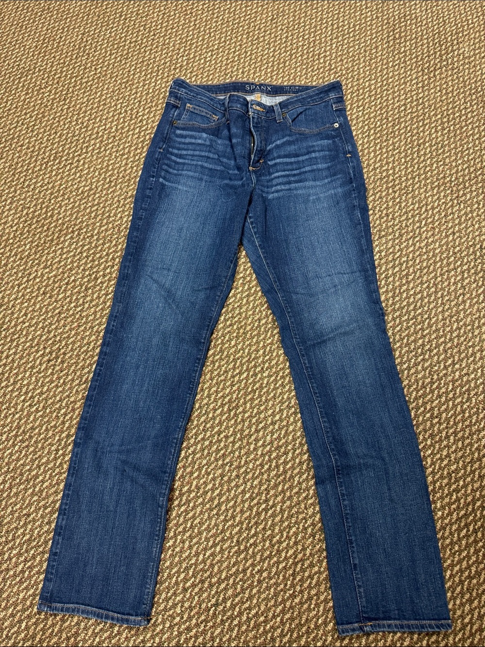 SPANX Classic Straight-Leg Jeans in Dark Blue Wash